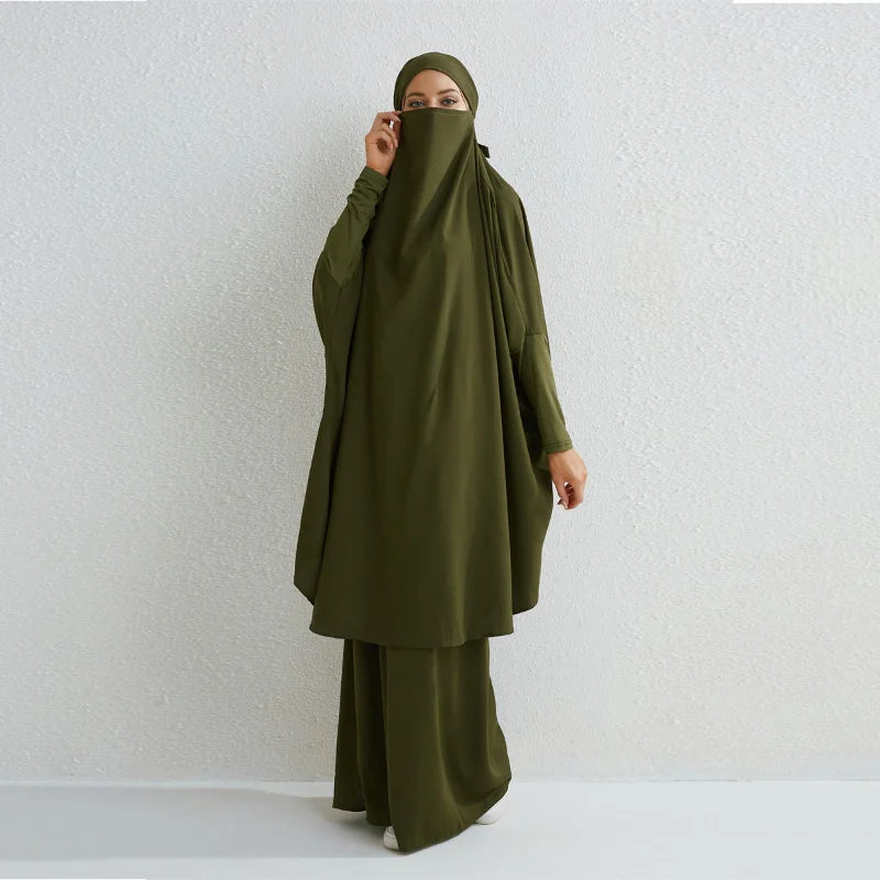 Muslim Sets Ramadan Hijab Dress+Maxi Skirts Ethnic Modesty Prayer Dress Women Jilbab Kaftan Muslim Abayas Dubai Robe Caftan