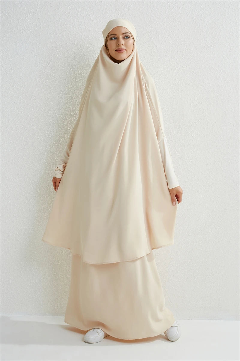 Muslim Sets Ramadan Hijab Dress+Maxi Skirts Ethnic Modesty Prayer Dress Women Jilbab Kaftan Muslim Abayas Dubai Robe Caftan