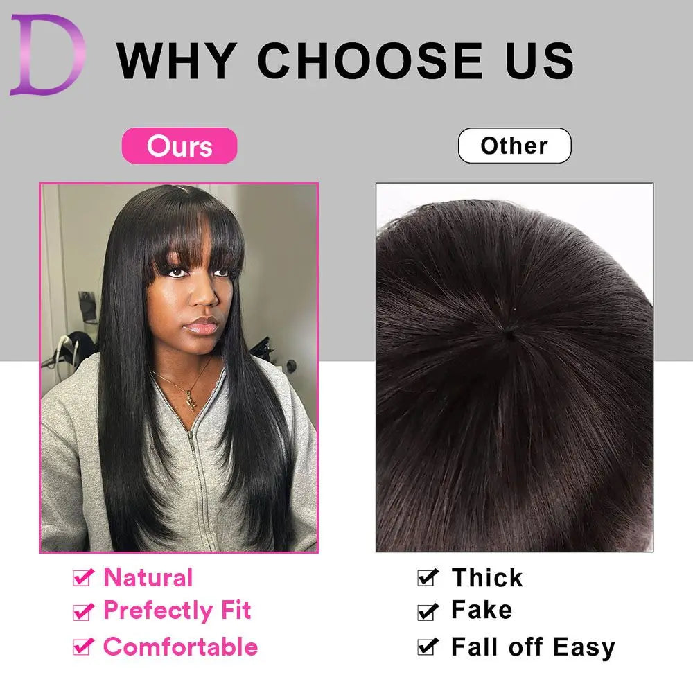 250 Density Straight 3x1 Middele Part Lace Realistic Look Fake Scalp Wig Straight Fringe Wigs Human Hair For Women Brazilian Wig