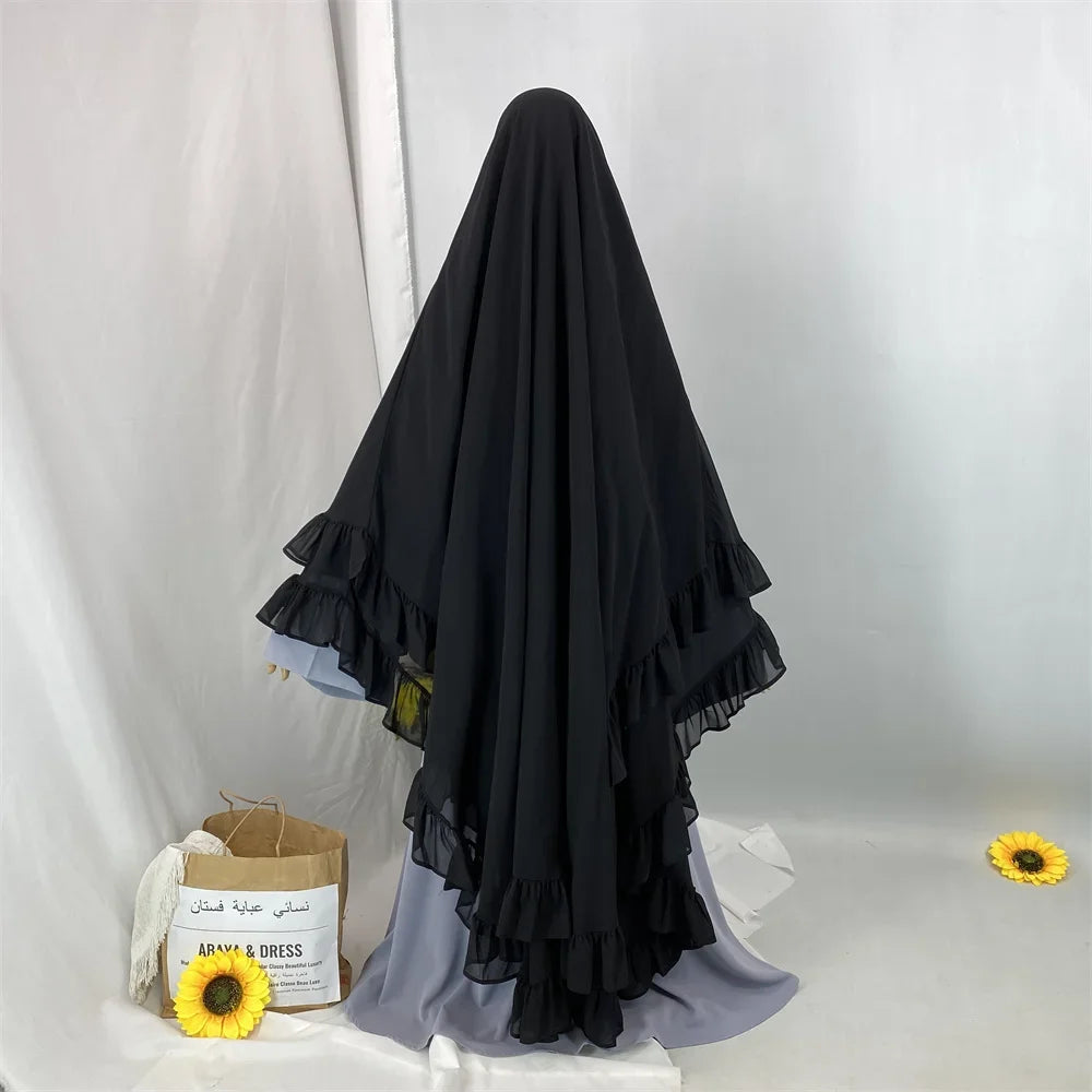 Fashion Extra Long Khimar Plain Chiffon Muslim Women Prayer Scarf Dubai Turkish Hijabs Turban Ramadan Niqab Abaya for Women