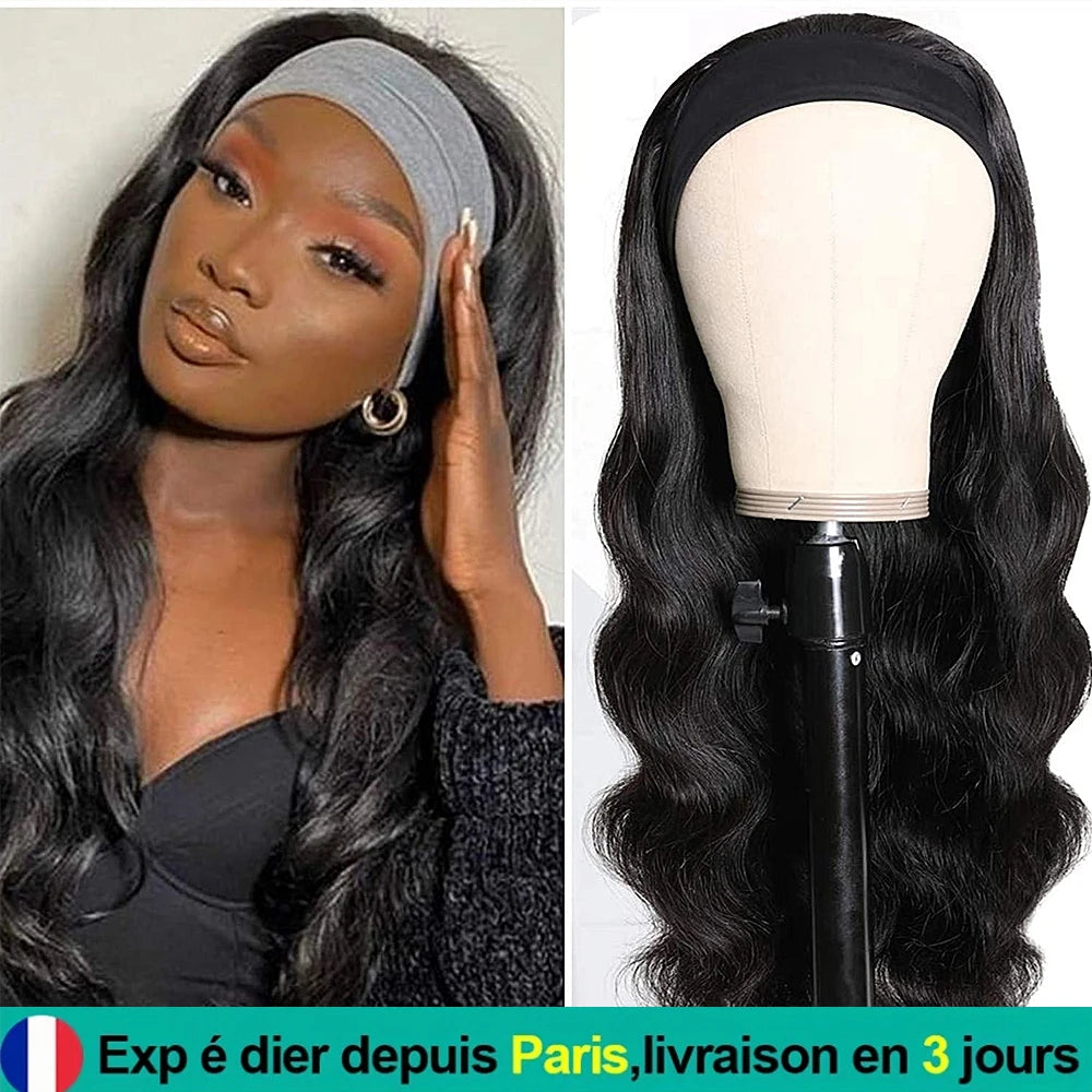 Water Wave Human Hair Headband Wigs For Women Kinky Curly Cheap Wig Fall Machine Made Brazilian Remy Human Hair