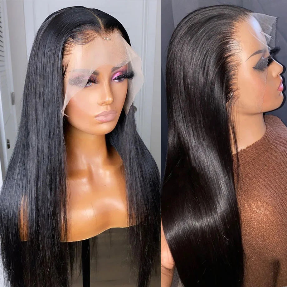 13x4 13x6 Lace Frontal Human Hair Wig Straight Brazilian Hair 360 Transparent Lace Natural Black Wig With Baby Hair Jarin Hair