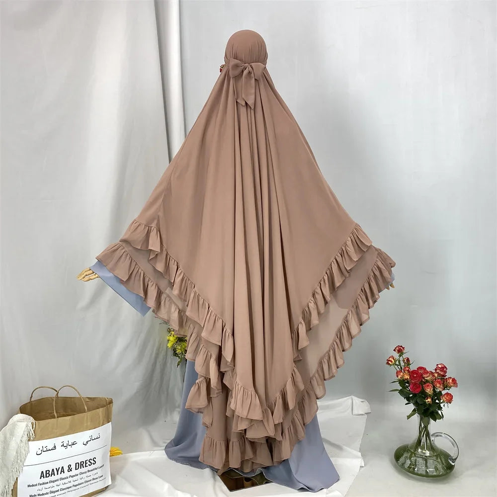 Fashion Extra Long Khimar Plain Chiffon Muslim Women Prayer Scarf Dubai Turkish Hijabs Turban Ramadan Niqab Abaya for Women