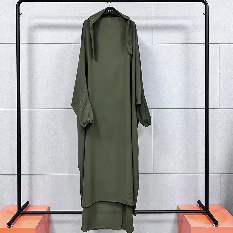 Hooded Abayas For Women Green Black Muslim Dresses Fashion Modest Ramadan Kimono Arabic Wear Hijab Robe Indian Caftan