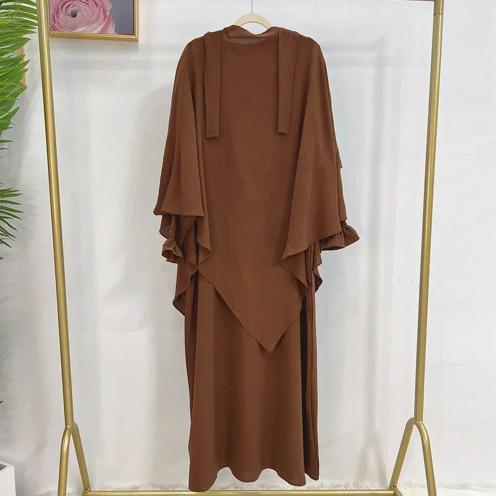 2pc Khimar Abayas Women Muslim Modest Hijab Dress Prayer Garment Turkey Abaya Kaftan Islam Robe Ramadan Eid Djellaba Jalabiya