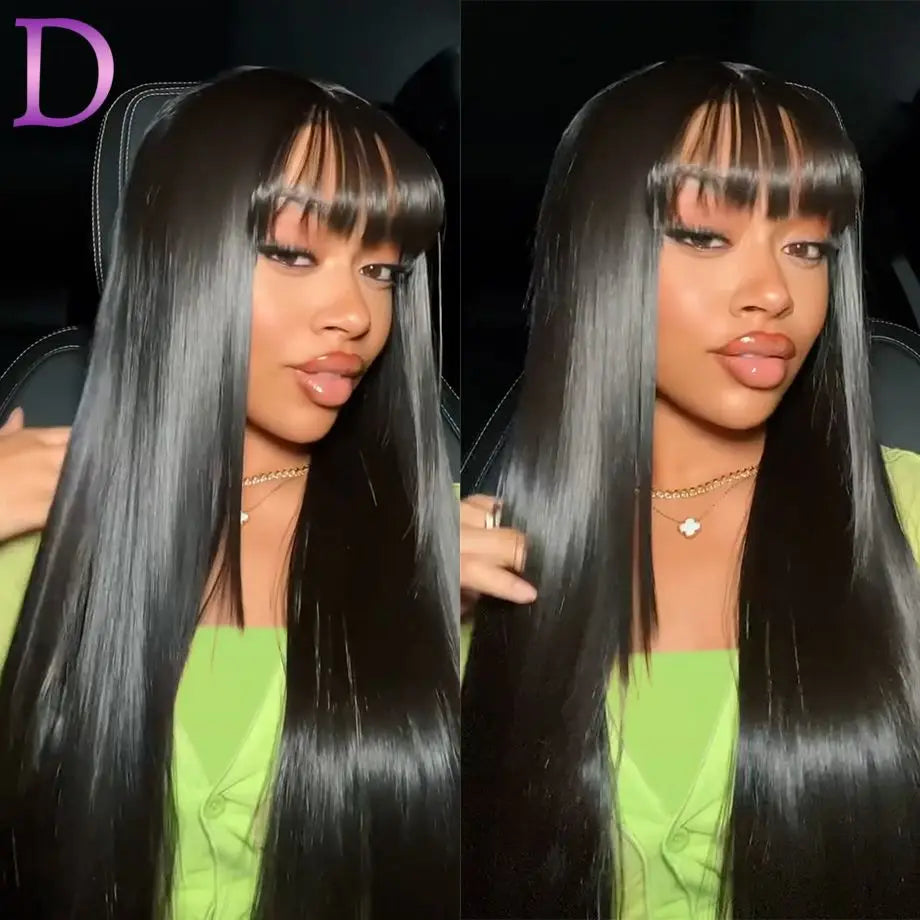250 Density Straight 3x1 Middele Part Lace Realistic Look Fake Scalp Wig Straight Fringe Wigs Human Hair For Women Brazilian Wig