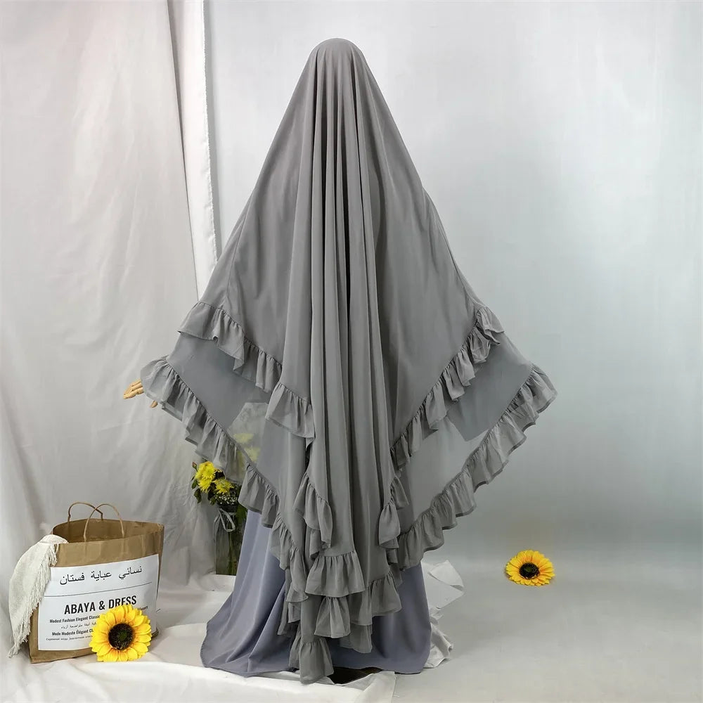 Fashion Extra Long Khimar Plain Chiffon Muslim Women Prayer Scarf Dubai Turkish Hijabs Turban Ramadan Niqab Abaya for Women