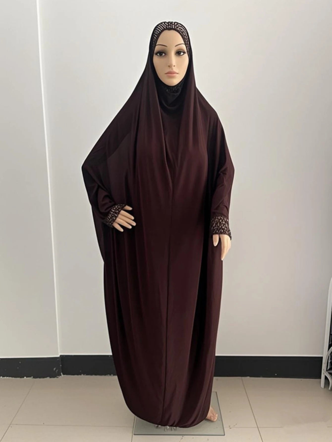 H098 Free Size Muslim Dress Pray Khimar Kaftan Burqa Abaya Robe Hijab Middle East Clothing