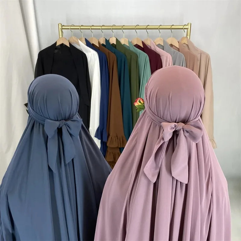 Fashion Extra Long Khimar Plain Chiffon Muslim Women Prayer Scarf Dubai Turkish Hijabs Turban Ramadan Niqab Abaya for Women