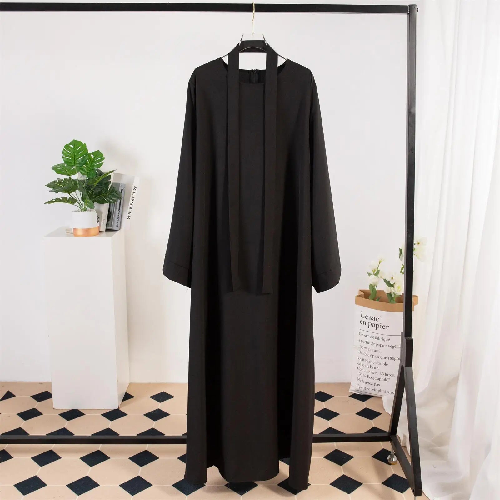 Muslim Abayas With Belt Loose Kaftans Prayer Dress Full Sleeve Islamic Clothing Women Jilbabs Dubai Robe Lace Up Long Dresses