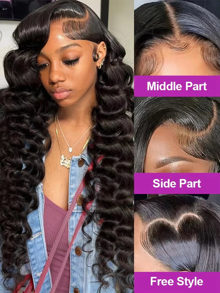 Lakeisha 220 High Density Loose Wave Curly Human Hair Wigs 30 Inch 13x6 HD Lace Frontal Wig Brazilian Preplucked Raw Remy Hair