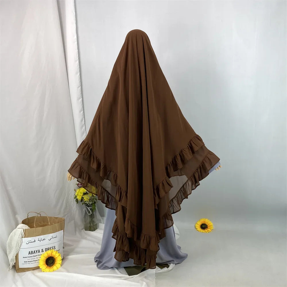 Fashion Extra Long Khimar Plain Chiffon Muslim Women Prayer Scarf Dubai Turkish Hijabs Turban Ramadan Niqab Abaya for Women