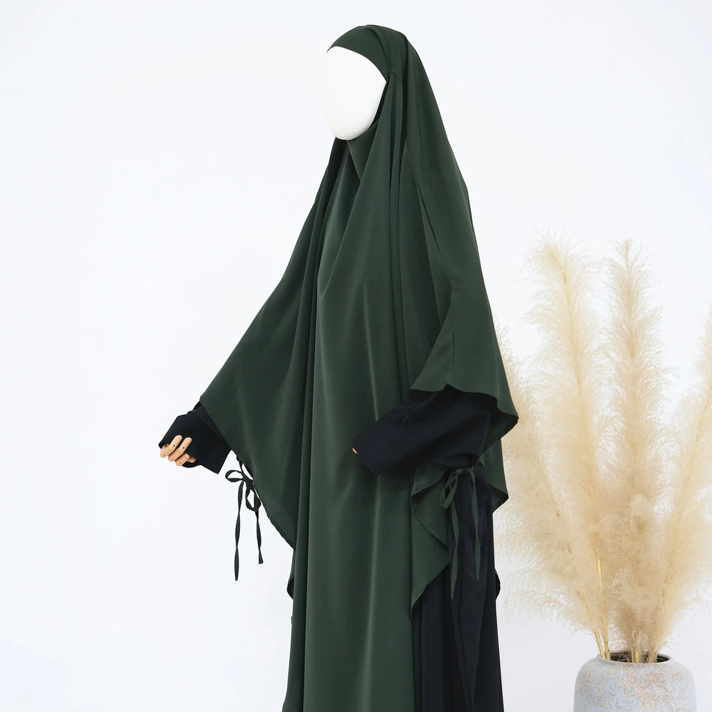 Hijabi's Extra-long Khimar Hijab Scarf (No Dress), Islamic Prayer Abaya, Ties at Sleeves, Muslim Women Covering, Chador, Ramadan