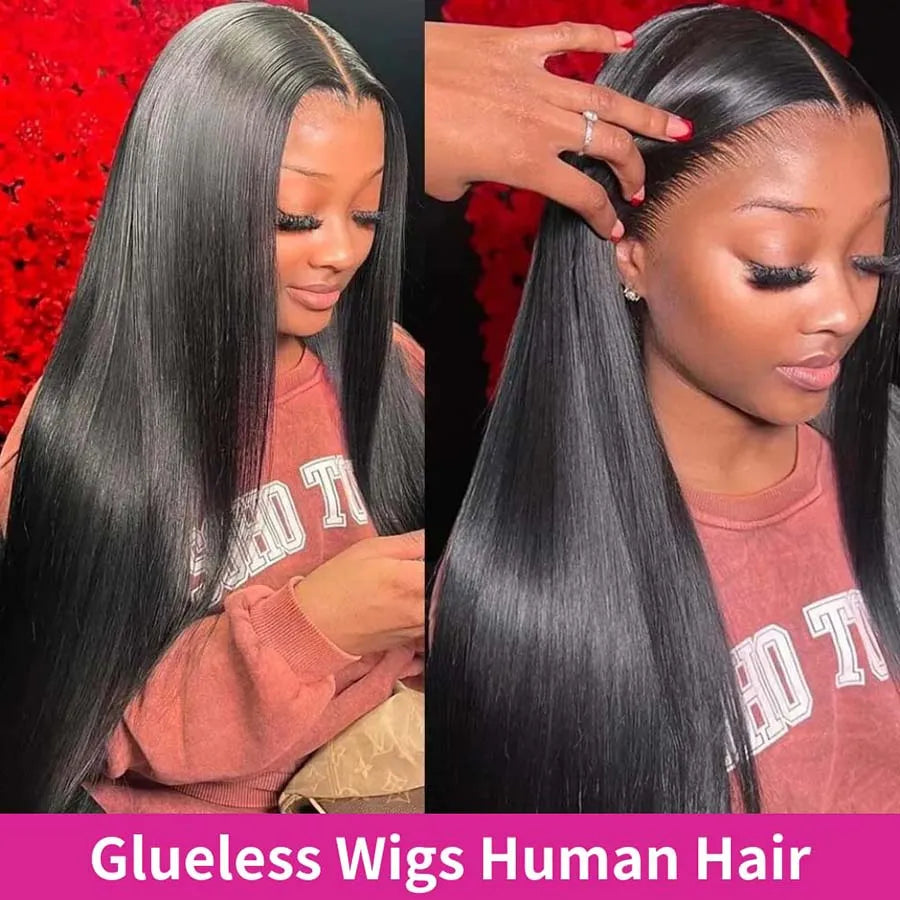 34 Inches Glueless Wigs Human Hair 4X4 Straight Lace Closure Wig Brazilian Glueless Wig Human Hair Ready To Wear For Black Women