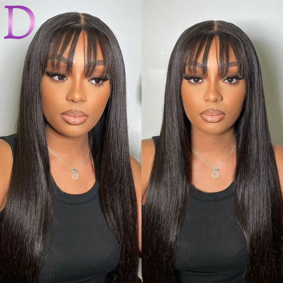 250 Density Straight 3x1 Middele Part Lace Realistic Look Fake Scalp Wig Straight Fringe Wigs Human Hair For Women Brazilian Wig