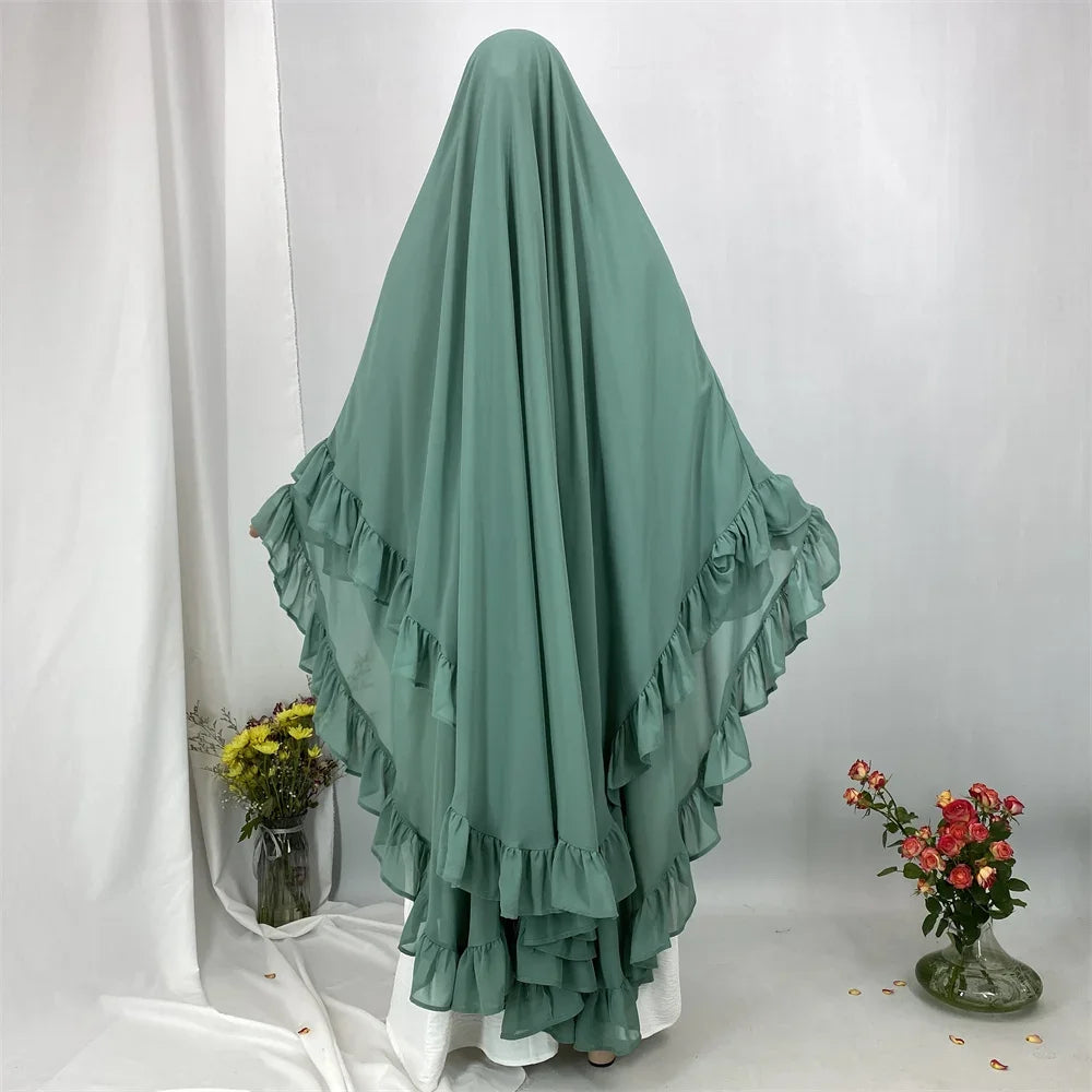 Fashion Extra Long Khimar Plain Chiffon Muslim Women Prayer Scarf Dubai Turkish Hijabs Turban Ramadan Niqab Abaya for Women