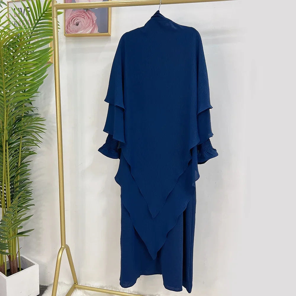 2pc Khimar Abayas Women Muslim Modest Hijab Dress Prayer Garment Turkey Abaya Kaftan Islam Robe Ramadan Eid Djellaba Jalabiya